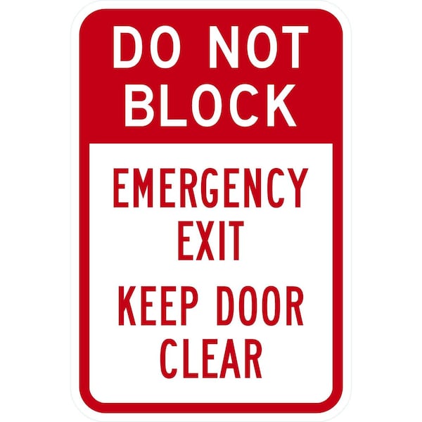 Lyle Do Not Block Emergency Exit Keep Door Clear, 12x18, Non-Reflective, White G-4926-NA_12x18 - main