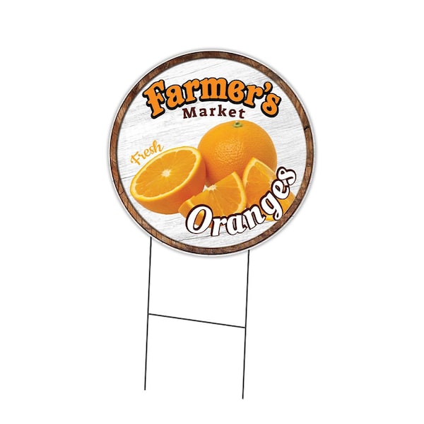 Signmission Farmers Market Oranges Double Sided Corrugated Plastic Circle Yard Sign, C-24-CIR-DS-WS-Oranges C-24-CIR-DS-WS-Oranges - main