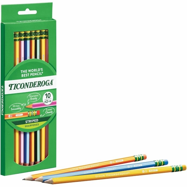 Dixon Ticonderoga Sharpened No 2 Pencils, Assorted, 10PK DIX13910 - main