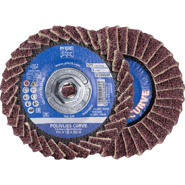 Pferd PFERD Flap Disc, PVL-R, POLIVLIES CURVE, 5in x 5/8-11, Medium, Aluminum oxide 45930 - main