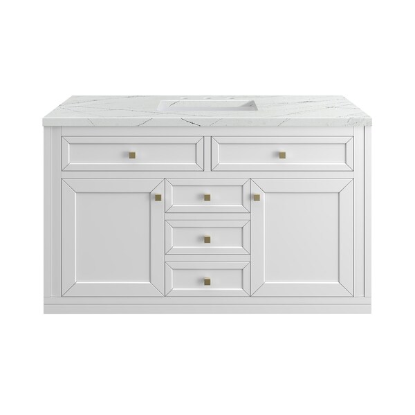 James Martin Vanities Chicago 48 in. Single Vanity, Glossy White, w/ 3 CM Ethereal Noctis Silestone Top 503-V48-GW-3ENC - main