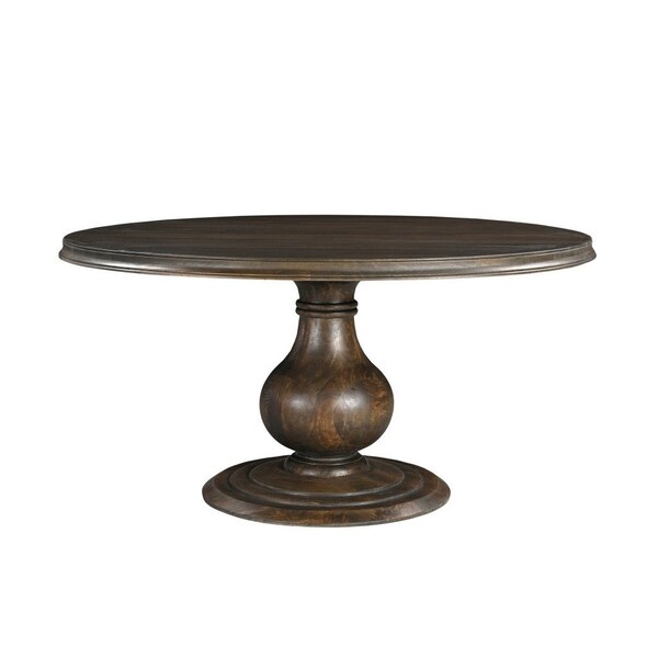 Homeroots 60" Brown Solid Wood Pedestal Base Round Top Dining Table 565240 - main