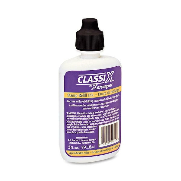Shachihata Xstamper Classix Refill Ink, For Classix Self-Inking Stamps Only, 2 fl. oz. Bottle, Black 40712 - main
