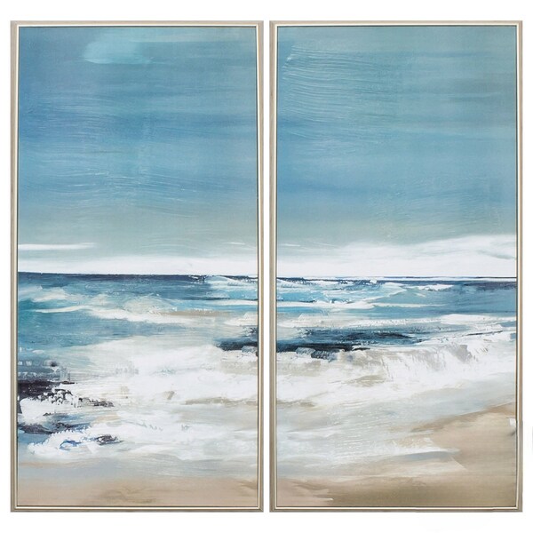 Homeroots 13" X 25" Ligth Wood Toned Frame East Coast, Set Of 2, 2PK 365433 - main