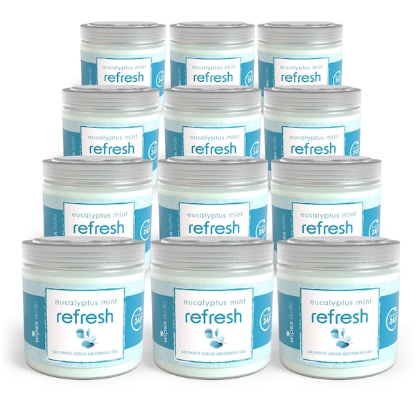 Wipex Aromatic Gel Odor Eliminator Jars, Eucalyptus/Mint for Home, Yoga, Fitness, Car, 12PK WX72238OGEU-12 - main