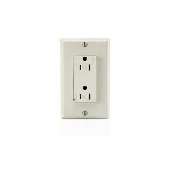 Leviton Surge Protector Receptacle, 15 Amp, 125 Volt, 5-15R NEMA, Light Almond T5280-T - main