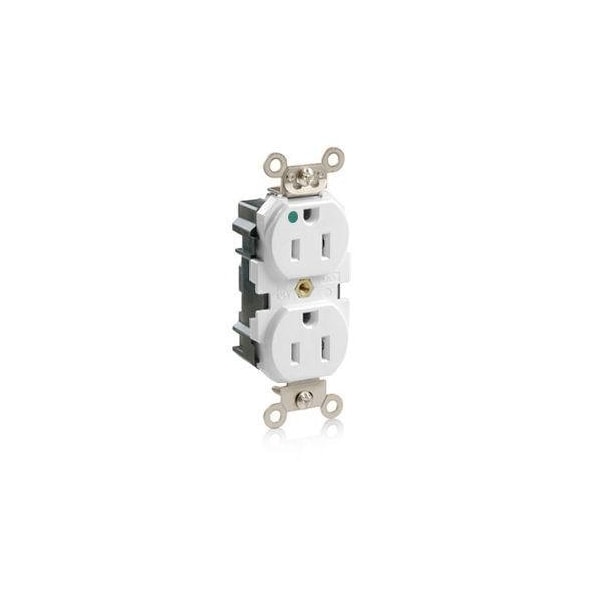 Leviton Straight Blade Receptacle, 5-15R, 15 A, 125V AC, Surface Mount, Self-Grounded M8200-SGW - main