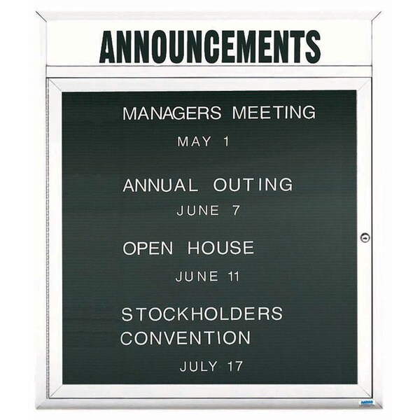 Aarco Enclosed Letter Board Directory w/ Powder Coated White Aluminum Frame and Header, 36''Hx30''W, 1 Door ADC3630HW - main