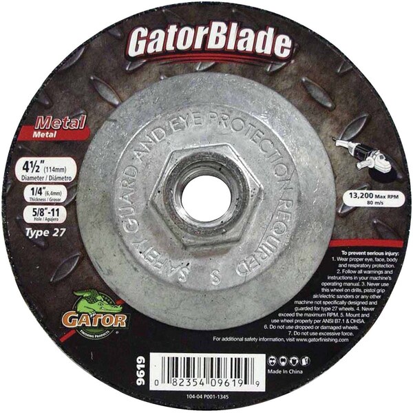 Gator Blade Type 27 4-1/2'' x 1/4'' x 5/8''-11 Metal Cut-Off Wheel 9619 - main