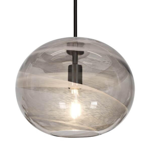 Besa Lighting Geno Stem Pendant, Vapor Smoke, Black Finish, 1x7W LED Filament 1TT-GENOSM-EDIL-BK - main