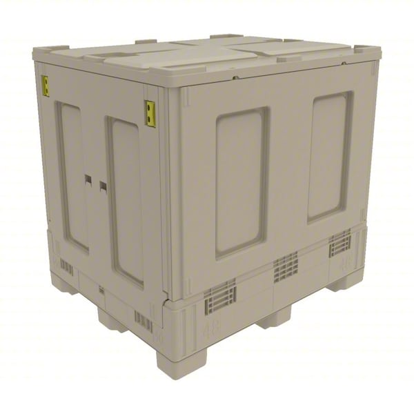 Buckhorn Bulk Container 40.5 cu ft Volume Cap., 48 1/8 in L, 40 1/8 in W, 45 7/8 in H, Plastic, Beige BZ48404600YC300 - main