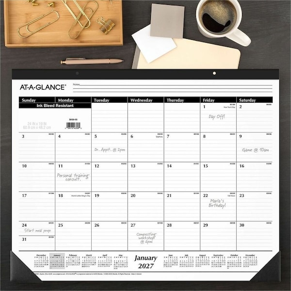At-A-Glance Calendar, Dskpd, 12Mth, Norefl AAGSK3000BD - main
