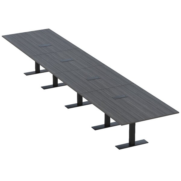 Skutchi Designs 20ft Rectangular Conference Table With Power | Harmony Series | 20 Person Meeting Room Table HAR-REC-48x240-T.BK-WA7949-EBLK - main