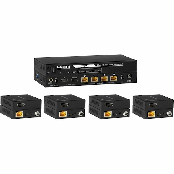 Kanexpro HDMI 1X4 DISTRIBUTION AMPLIFIER OVER CAT5E/6 OUTPUTS AND POC 60M SP-HDPOC1X4 - main