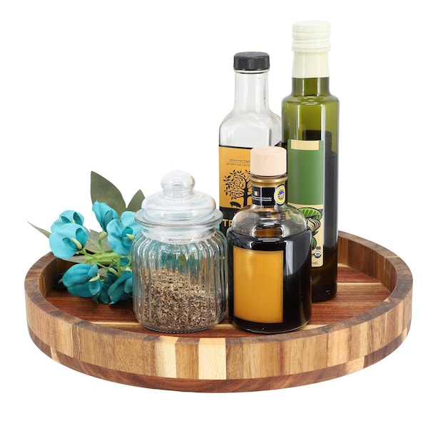 Megachef 13 Inch Acacia Wood Lazy Susan Tray 750122146M - main