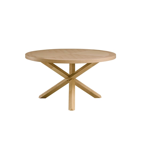 Homeroots 54" Oak Wood Cross Leg Base Round Top Dining Table 631294 - main