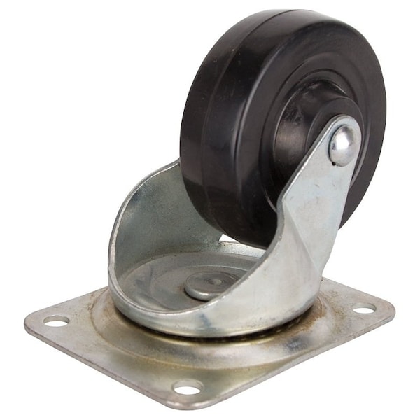 Prosource Heavy-Duty Swivel Caster, 4 in Dia Wheel, 1.3 in W Wheel, Rubber Wheel, Black, 225 lb JC-H08 - main