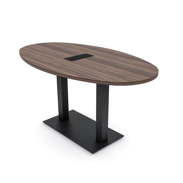 Skutchi Designs Boval Conference Table With Power, 36 in W, 60 in L, Brown HAR-BOVL-36X60-DOU.BK-H3041-EBLK - main