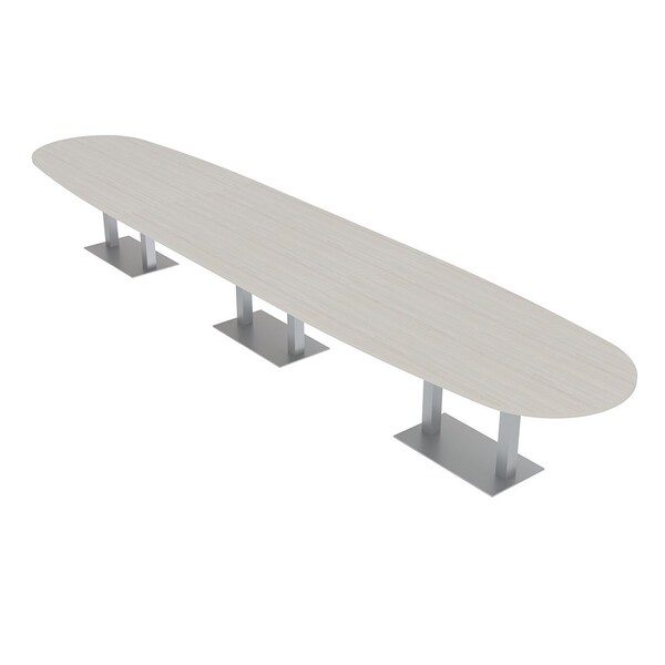 Skutchi Designs Boval Conference Table With Power Unit, 48 in W, 192 in L, Ivory HAR-BOVL-48X192-DOU-K458-NA - main