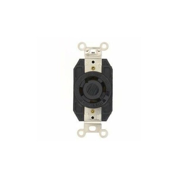 Leviton Flanged Locking Receptacle, L20-30R, 30 A, 347/600V AC, Three Phase, 4 Pole, Flush Mount, Black 2770 - main