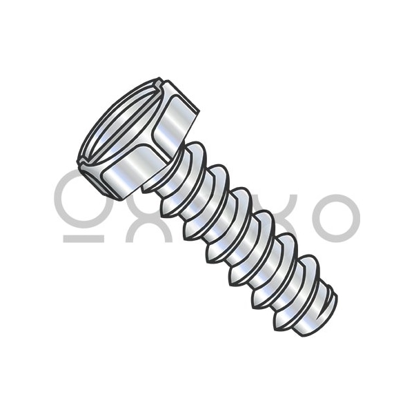 Oxoxo 6-20X3/8 Slotted Indented Hex Head Self Tapping Screw Type B Fully Threaded Zinc, 10000PK 327037 - main