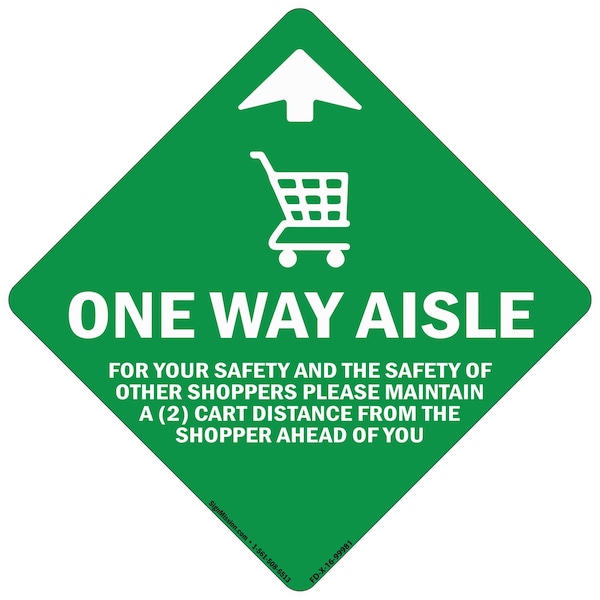 Signmission One Way Aisle For Your Saftety Non-Slip Floor Graphic, 16" x 16", FD-2-X-16-99981 FD-2-X-16-99981 - main