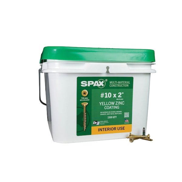 Spax #10 x 2 in Interior Wood Screws Construction Flat Head T-Star Plus Bulk Pail, 1500PK 3191020500500 - main