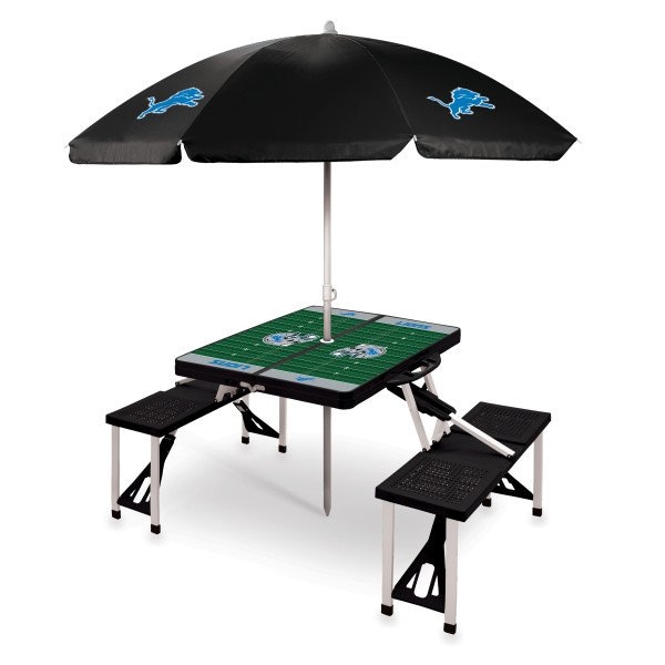 Picnic Time Family Of Brands Detroit Lions - Picnic Table Portable Folding Table with Seats and Umbrella, (Black) 811-02-175-115-2 - main