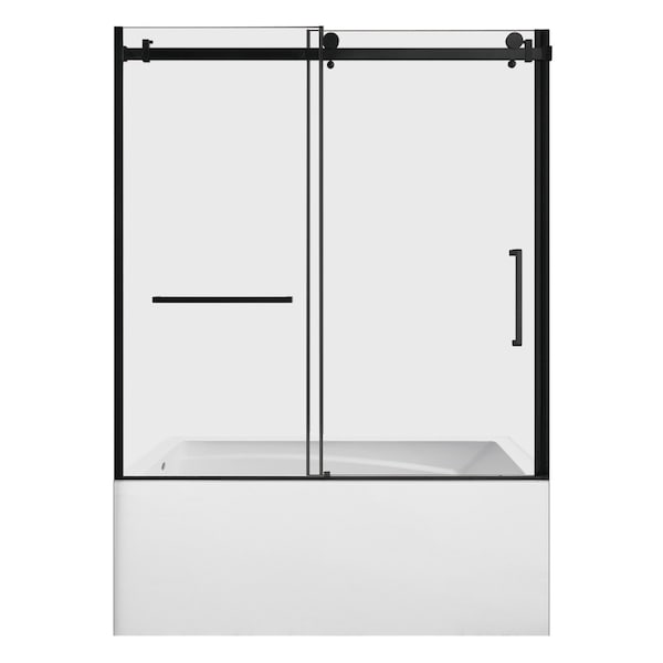 Kingston Brass 60" Acrylic Anti-Skid Alcove Left-Hand Drain Tub with Right Sliding Tub Door, White/Matte Black KVTAM6032L22D0 - main