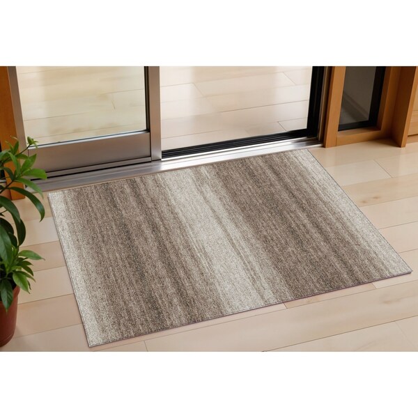 Homeroots 3' X 5' Brown And Beige Abstract Washable Indoor Outdoor Area Rug 599934 - main