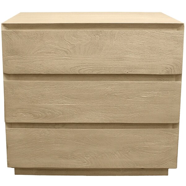 Homeroots 24" Natural Solid Wood Ribbed Texture Three Drawer Nightstand 569600 - main