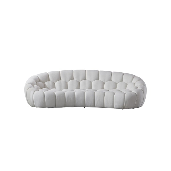 Homeroots 105" White Fabric Curved Sofa 719427 - main
