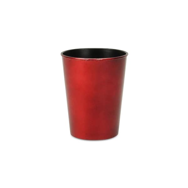 Homeroots 5in Red Recycled Plastic Indoor Outdoor Round Pot Planter 488247 - main