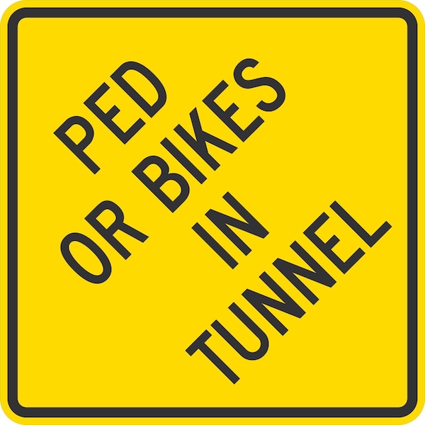 Lyle Ped Or Bikes In Tunnel, 36x36, High Intensity Prismatic, Yellow G-16218-HI_36x36 - main