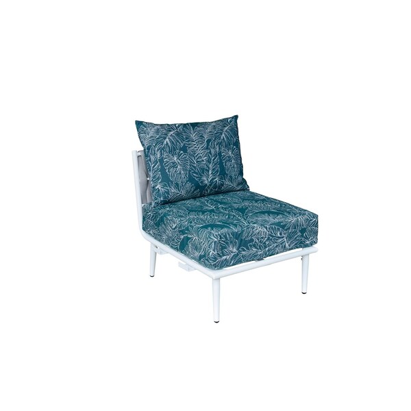 Bfm Seating Cayman Middle Sofa - Medium Gray flat rope, White powder coat aluminum, ganging bracket PHPMGRWH-P68 - main
