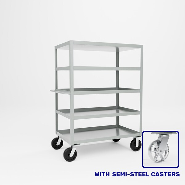 Pucel Five Shelf Extra Heavy Duty Stock Cart, 30 in W x 68 in H x 48 in D, Gray H-3048-S - main