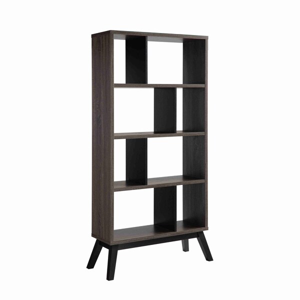 Homeroots 65" Gray Wood Four Tier Etagere Bookcase 630392 - main
