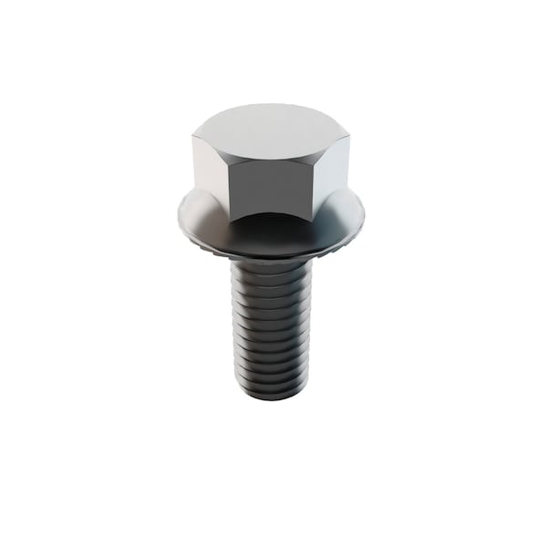 Zoro Select Not Graded, 3/8"-16 Serrated Flange Bolt, Plain Stainless Steel, 1 in L, 25 PK 31-SFH-37C-100 - main