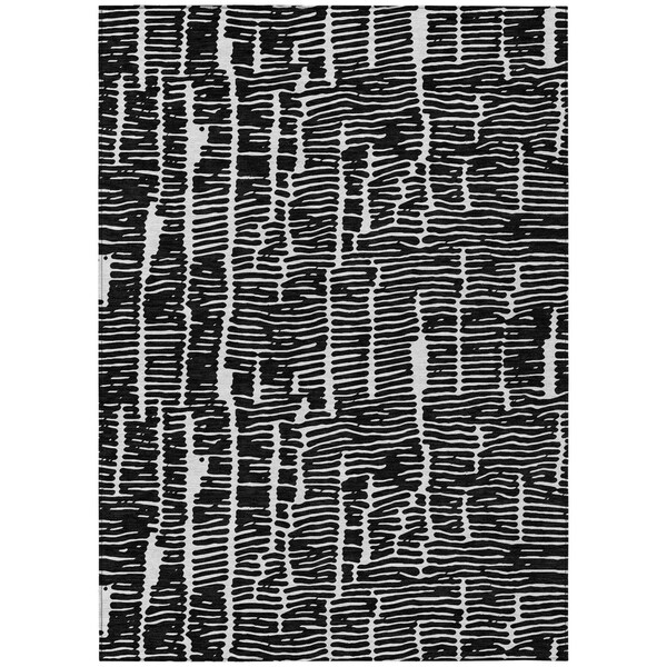 Homeroots 9' X 12' Black And Ivory Abstract Washable Indoor Outdoor Area Rug 588496 - main