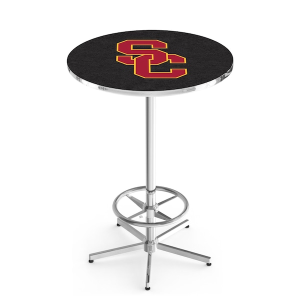 Holland Bar Stool Co 42" Chrome USC Trojans Pub Table, 36" dia. Top L216C4236SouCal - main