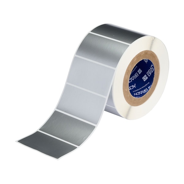 Brady Weather Resistant Polyester Outdoor Labels 2 in H x 4 in W Silver 1000/RL THT-55-8591-1-SL - main