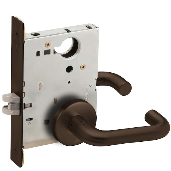 Schlage Grade 1 Mortise Passage Latch Lock, Non-Keyed, 03 Lever, B Rose, Dark Oxidized Satin Bronze Oil Rub L9010 03B 613 - main