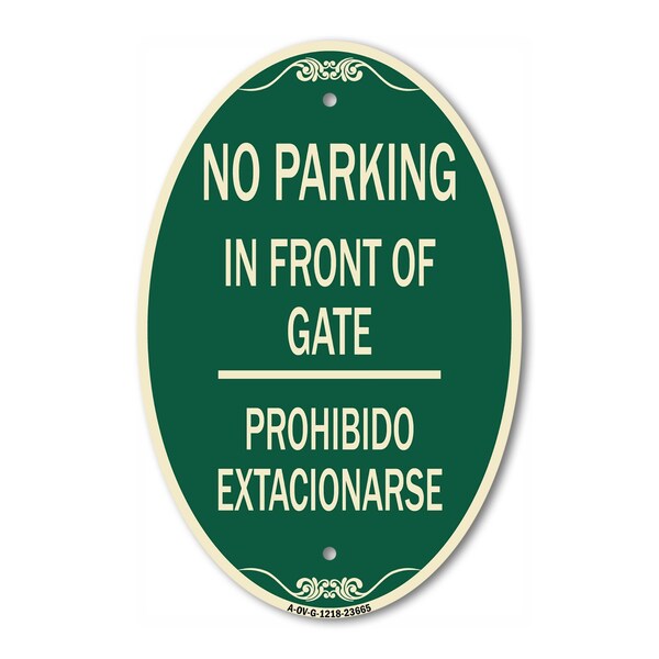 Signmission No Parking Sign No Parking in Front of Gate P, 12 In X 18 In Architectural, Heavy Gauge Aluminum A-OV-G-1218-23665 - main