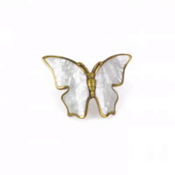 Schaub 1-1/2in Center to Center Mother of Pearl Nature Butterfly Cabinet Pull Paris Brass Finish 891-PAR - main