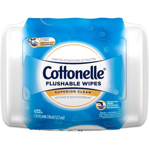 Cottonelle Fresh Care Flushable Cleansing Cloths, 1-Ply, 3.75 x 5.5, White, 42PK 36734 - main