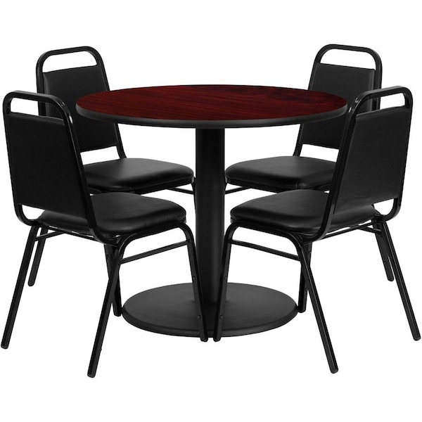 Flash Furniture Round Table Set, Laminate, Wood Grain RSRB1002-GG - main