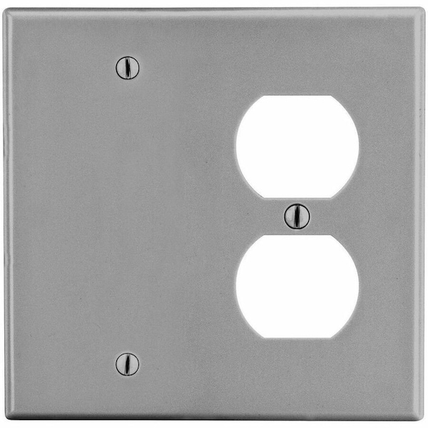 Hubbell Wiring Device-Kellems Blank Wall Plate, Number of Gangs: 2 Plastic, Satin Finish, Graphite P138GY - main