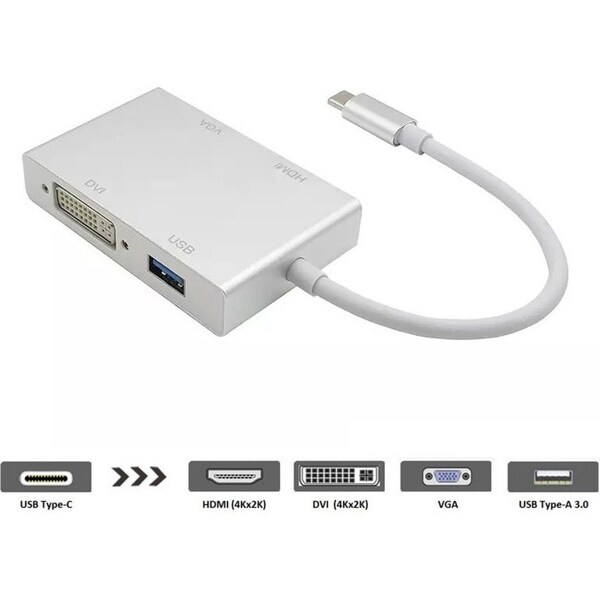 Axiom 4-In-1 Usb-C To Hdmi, Vga, Dvi And Usb Video Adapter 4N1USBCHVDU-AX - main