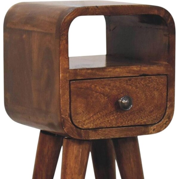 Homeroots 16" Chestnut Solid Wood Oval One Drawer Nightstand 722562 - main