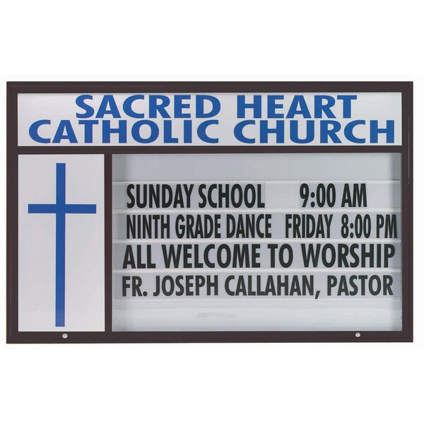 Aarco 84 in W, 50 in H, White Translucent Letterboard/Bronze Anodized Frame MBS5084BA - main